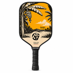 TOCO67 Play Series pickleball paddle with tropical banana tree and sunset landscape design.