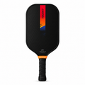 TOCO67 carbon fiber pickleball paddle with red, orange, and blue graphic design.