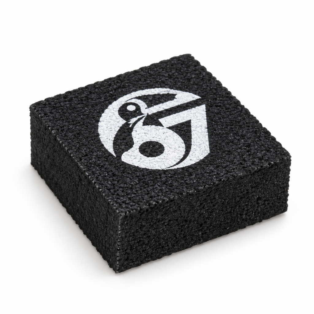 TOCO67 Pickleball Paddle Eraser with white logo on black textured foam block